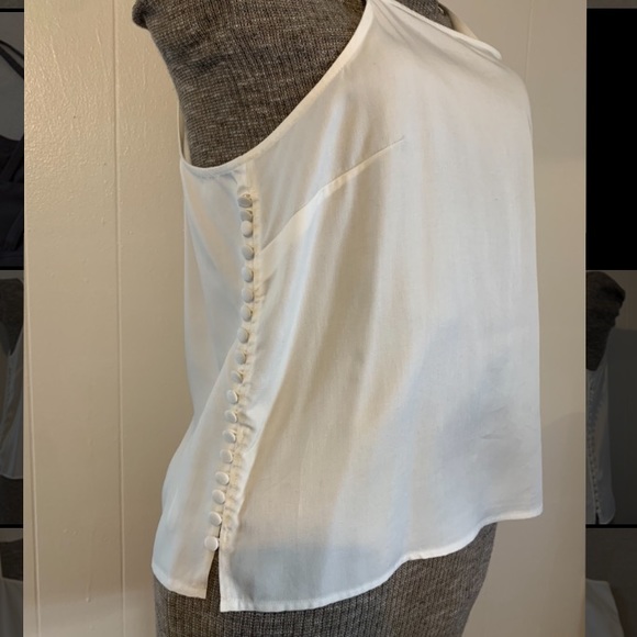 Cremieux Top White Tank Top Size Large NWOT with Button Detail Super Cute! - Picture 11 of 11